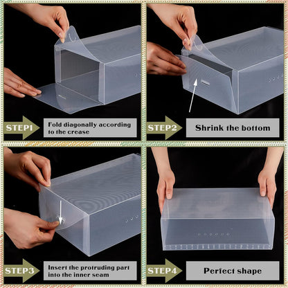 Sintuff Clear Shoe Storage Boxes - 20 Pcs Stackable Plastic Organizers for Ankle Boots & Heels | 11.8 x 7.5 x 3.7 Inches