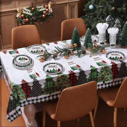 Buffalo Plaid Christmas Party Supplies Set - 352 Pcs Disposable Tableware