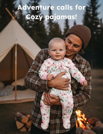 Yoofoss Organic Cotton Baby Pajamas - Warm Quilted Footed Sleepers for Newborns & Infants (0-9 Months)