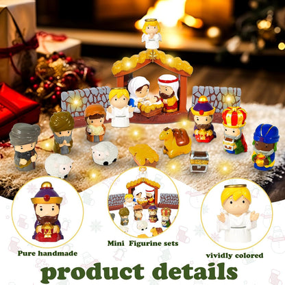 Regine Switzerland 19-Piece Christmas Nativity Set - Hand-Painted Resin Figurines for Festive Table Decor