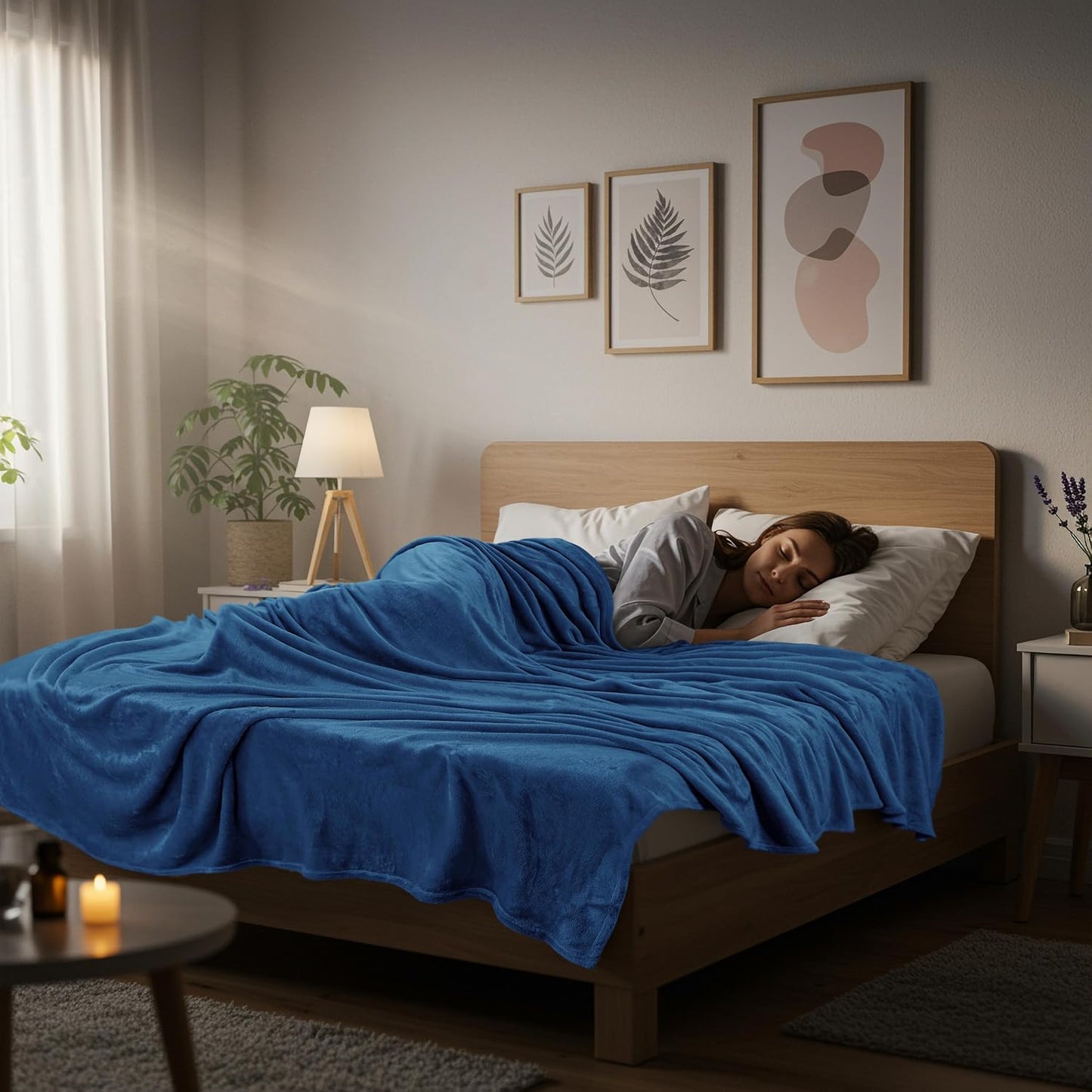 Utopia Bedding Fleece Blanket - Luxury Soft Royal Blue Microfiber | Queen Size 90x90 Inch