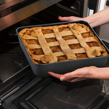 E-far Nonstick Square Baking Pan Set - 8x8 Inch Metal Bakeware with Lid for Lasagna & Brownies | 4 Pieces