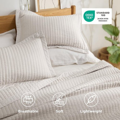 Bedsure Quilts Queen Size - Queen Quilt Bedding Set Bedspread Coverlet Comforter, Lightweight Corduroy Pattern Bedspread, 3-Piece Set with 90"x96" Coverlet & 2 Pillow Shams, All-Season Soft Microfiber