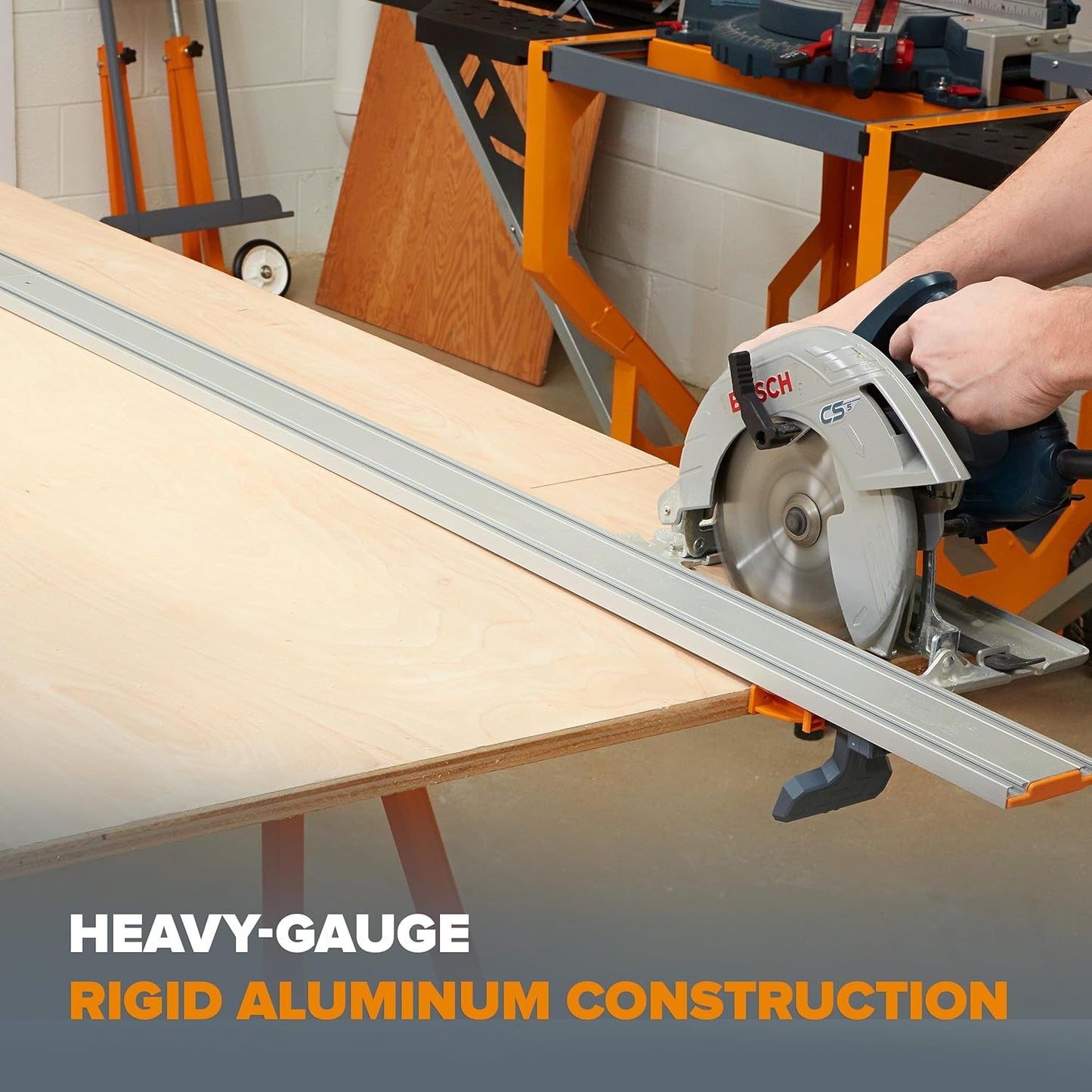 BORA NGX Clamp Edge Saw Guide - 100-Inch Aluminum Track for Precision Circular Saw Cuts