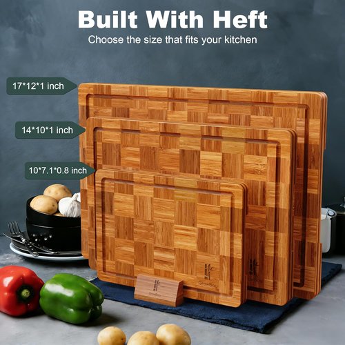 Bamboo Cutting Boards Set by [Brand Name] - Extra Large Heavy Duty with Juice Grooves & Non-Slip Feet | Durable & Non-Toxic 3-Pack