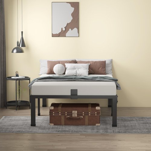MAF 14 Inch Metal Platform Twin Bed Frames, Heavy Duty Black Bed Frame with Steel Slats Support, No Box Spring Needed, Noise Free, Non-Slip, Easy Assembly