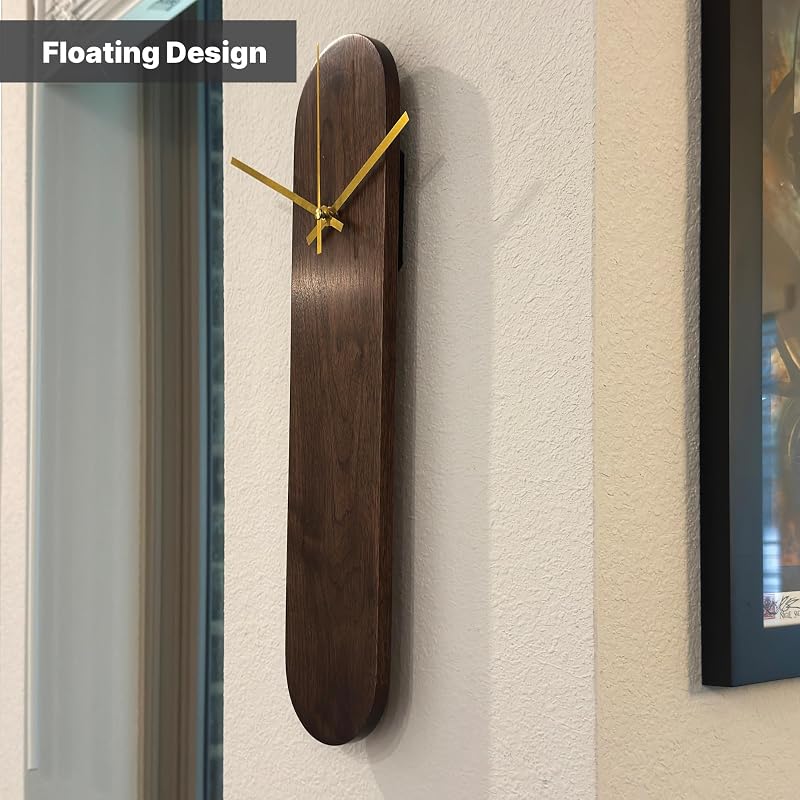 Solid Walnut Oval Wall Clock 18 Inch | Minimalist Silent Quartz Movement