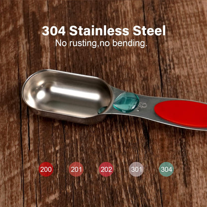 Skiennix Magnetic Measuring Spoons Set - 304 Stainless Steel, Adjustable & Stackable | 7-Piece Multi-Color Set