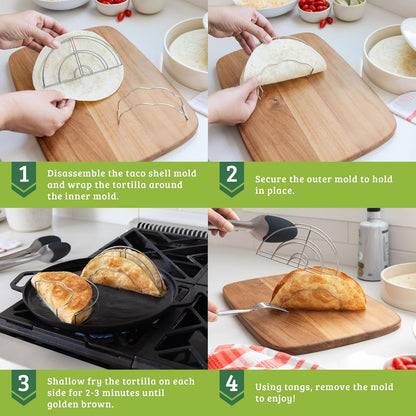 Skiennix Taco Shell Molder & Maker - Stainless Steel Reusable Tool for Oven & Air Fryer | 6-8 Inch