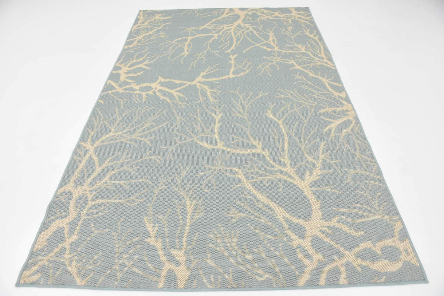 Unique Loom Outdoor Botanical Collection Area Rug - Branch (5' 1" x 8' Rectangle, Light Blue/ Beige)