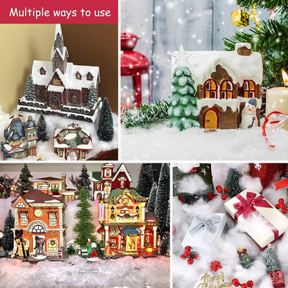 Skiennix Christmas Fake Snow Decor - Fluffy Fiber Artificial Snow Blankets for Indoor Winter Decoration