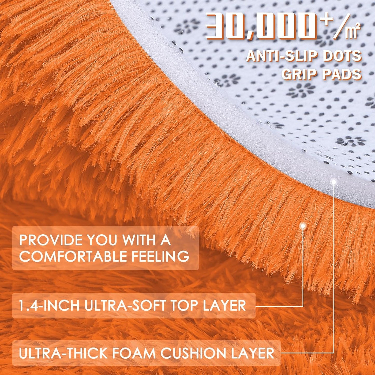 OLANLY Large Area Rug - Soft Fluffy Shaggy Carpet for Living Room & Bedroom | 8x10, Orange