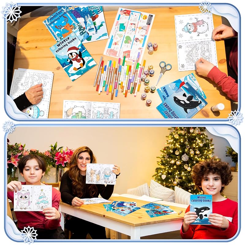 72Pcs Winter Coloring Books for Kids - Christmas Party Favors, 4.92x6.7in, Ages 2-8