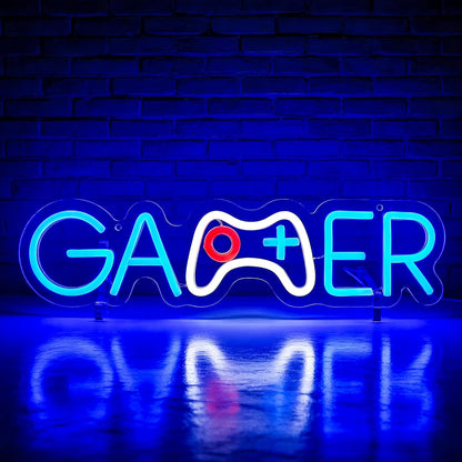 Skiennix Gamer Neon Sign - LED Wall Decor for Gaming Room | USB Powered Light Up Sign for Teen Boys