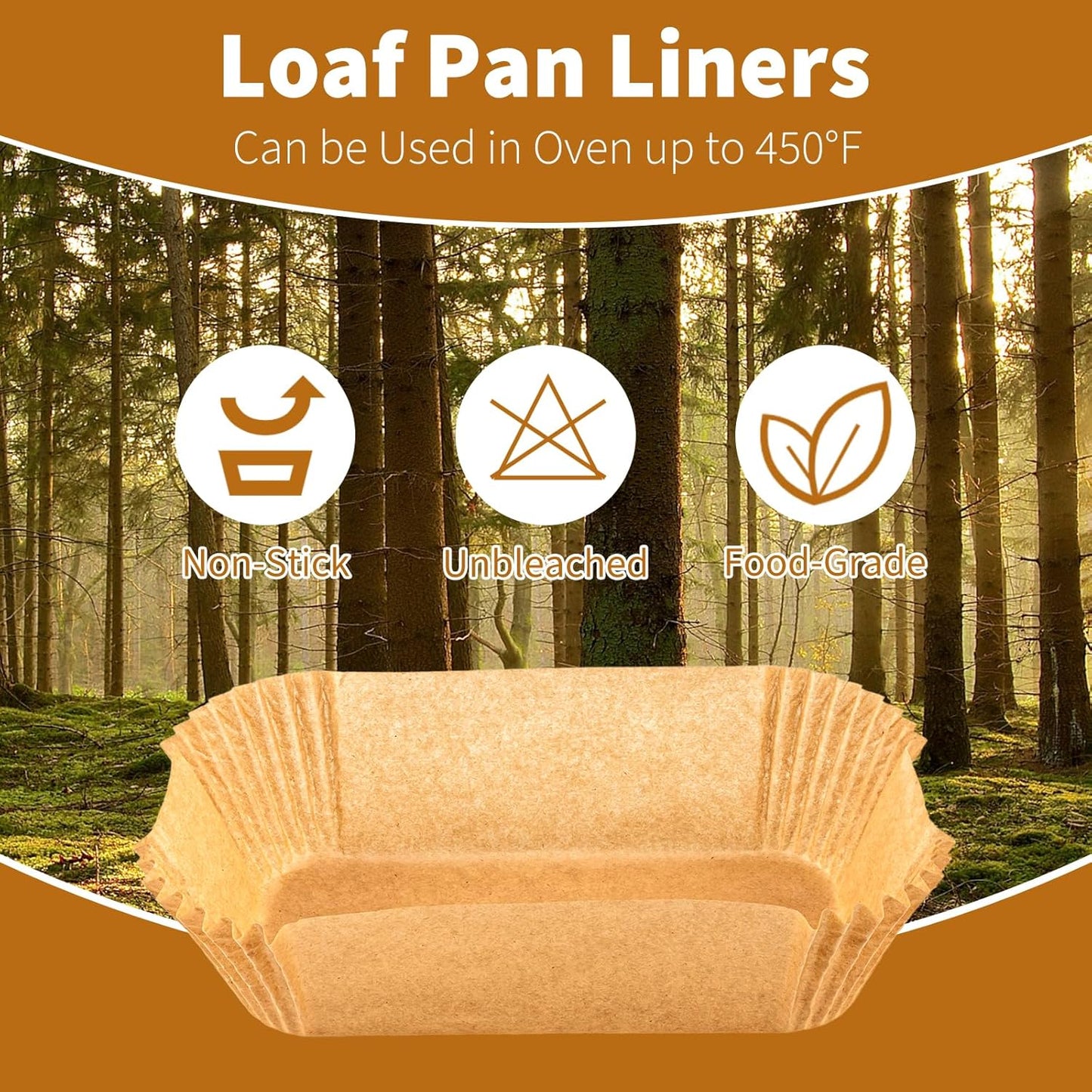 Skiennix 100 Pcs Disposable Loaf Pan Liners - Non-Stick Parchment for 9x5 Inch Baking | Ideal for Banana Bread, Cakes, Sourdough (Brown)