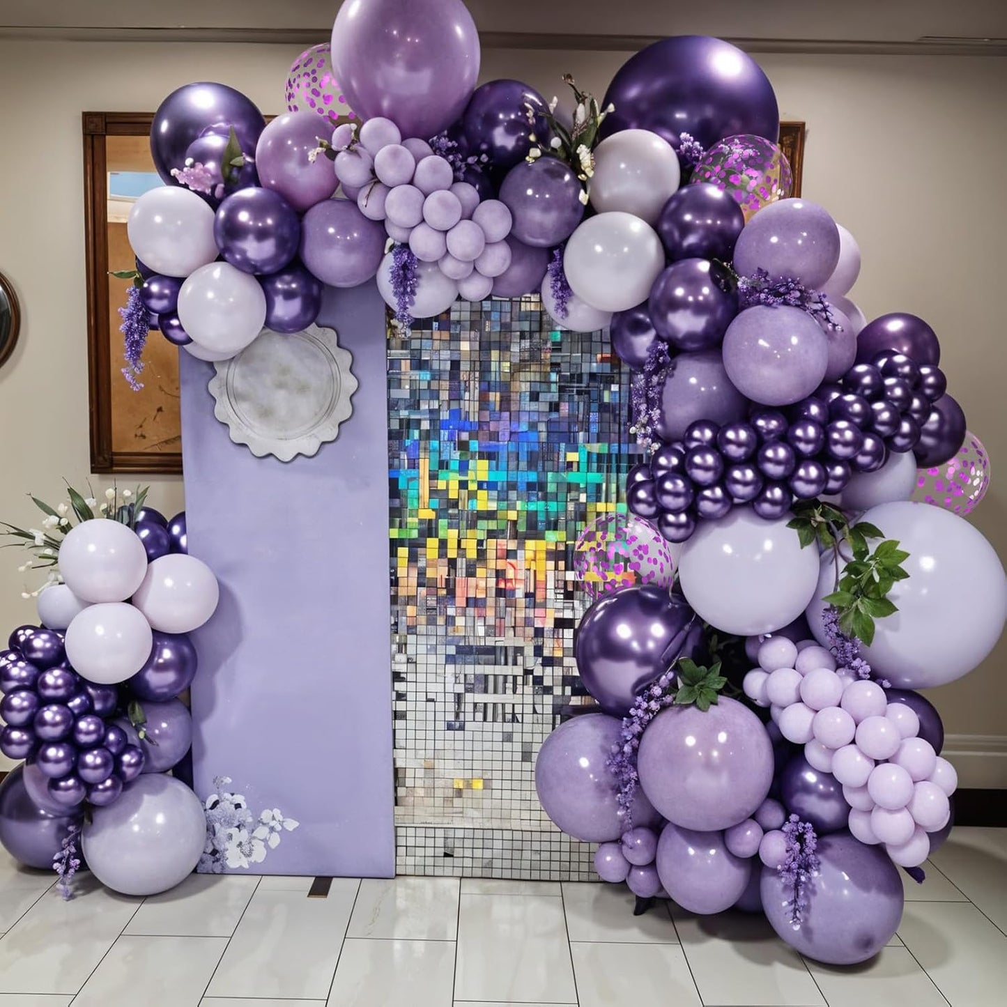 Skiennix Pink & Purple Balloons - Metallic Confetti Latex for Birthday Party & Baby Shower Decor