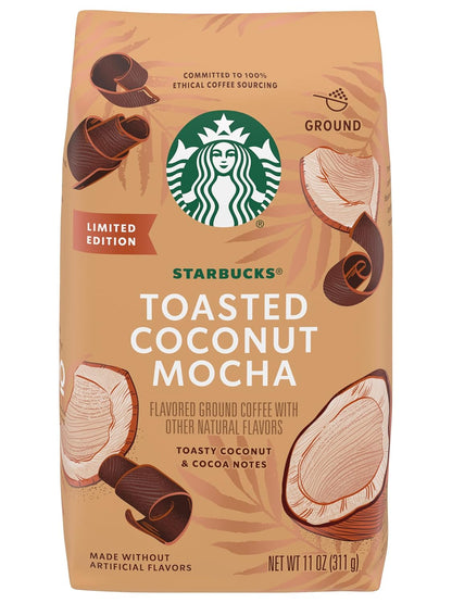 Starbucks Ground Coffee - Toasted Coconut Mocha Flavor | 11 oz Pack of 4