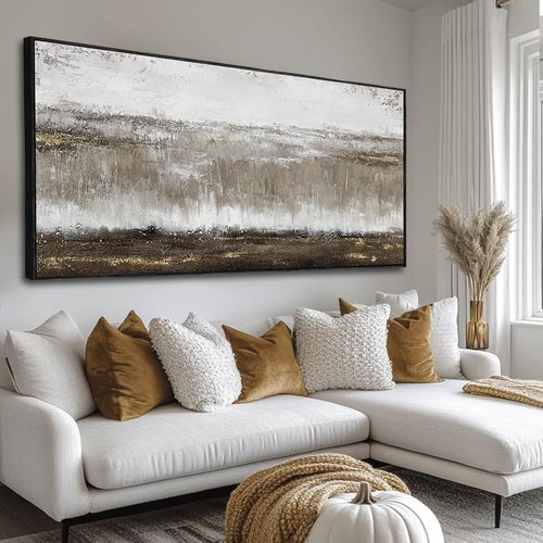 Artexist Textured Canvas Wall Art - Modern Black and Grey Photo Print | 24"x48" Artwork for Bedroom or Office