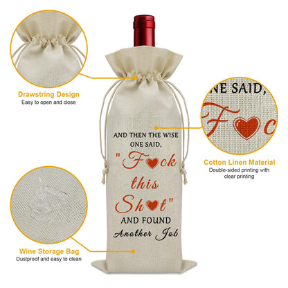 Sazuwu Funny New Job Gifts Wine Bag Farewell Gifts for Coworkers Going Away Gifts for Friends Moving Wine Bottle Decoration Bag Colleague Farewell Gifts Wine Accessories Gifts for Wine Lovers