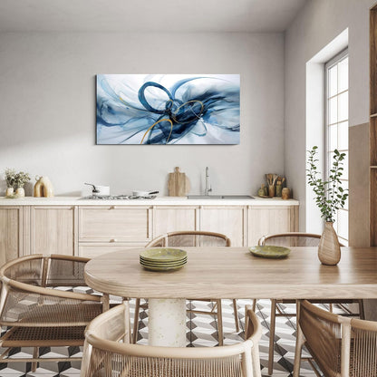 XLSJERST Abstract Wall Art - Large Blue and White Canvas for Modern Minimalist Home Decor | 40x20 Inches