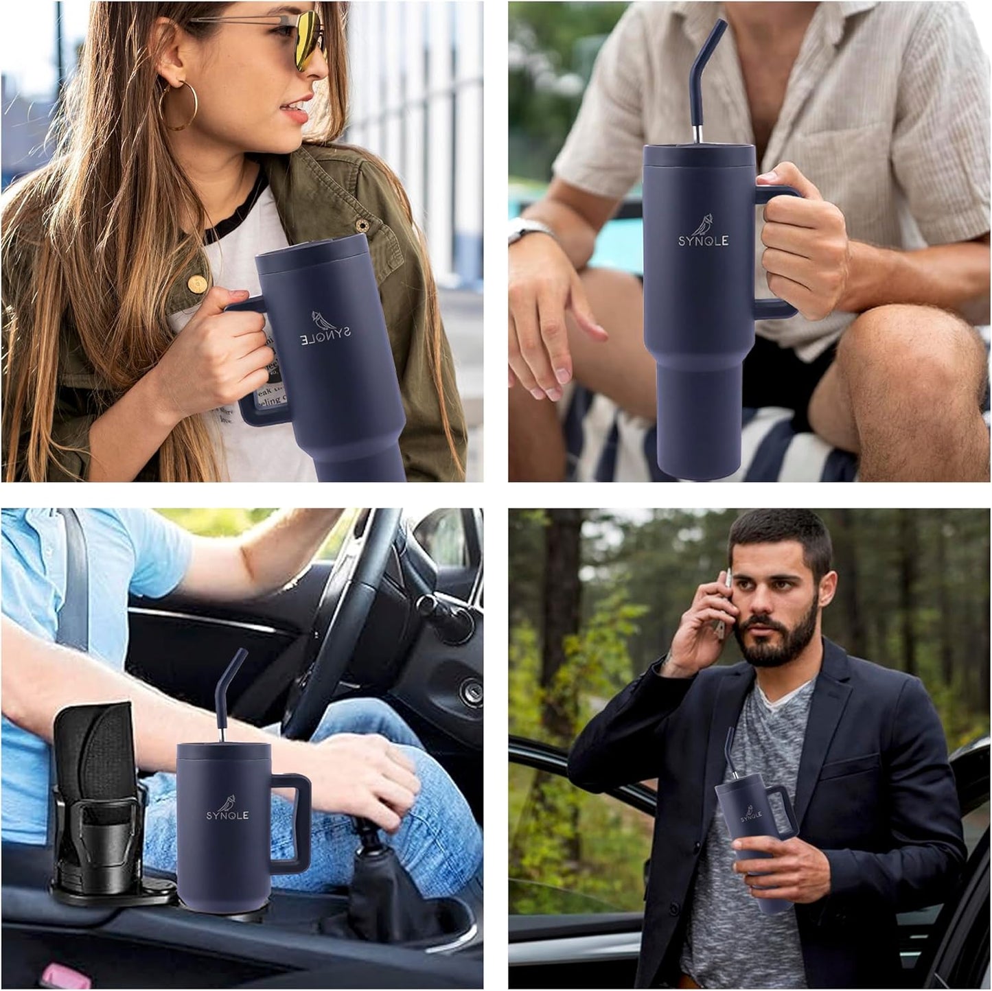 Skiennix 40 oz Double Insulated Stainless Steel Tumbler - Leak Proof Travel Mug for Hot & Cold Drinks | Black