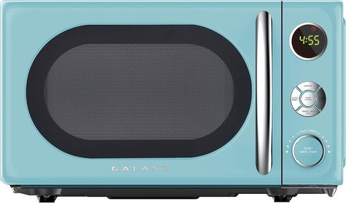 Galanz Retro Microwave Oven - 0.7 Cu Ft, LED Lighting, Pull Handle Design, Child Lock | Bebop Blue