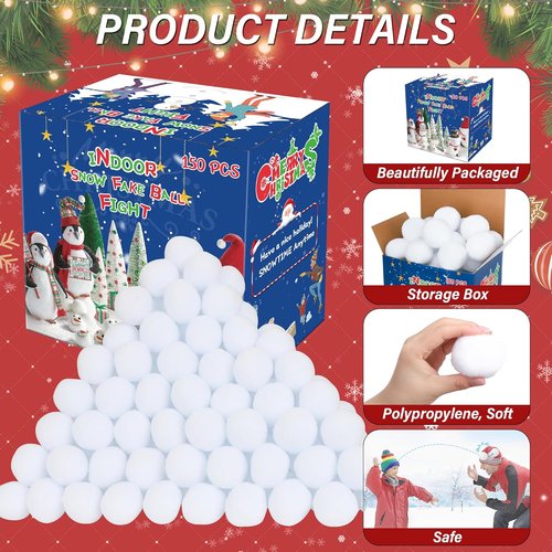 Homiar 150 PCS Snow Toy Balls - Indoor Artificial Snowballs for Kids | Fun Parent-Child Interactive Game