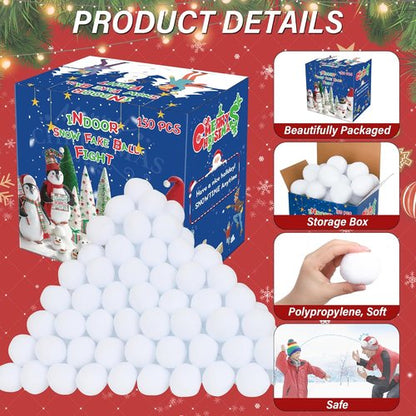Homiar 150 PCS Snow Toy Balls - Indoor Artificial Snowballs for Kids | Fun Parent-Child Interactive Game