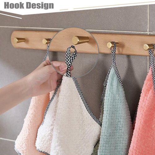 AIWIWH Dish Towels with Hanging Loop, Coral Velvet Microfiber Cleaning Cloths, Super Absorbent & Fast Drying, Reusable Lint Free Dishcloths for Kitchen, Washing Dishes (12, Flesh Pink)