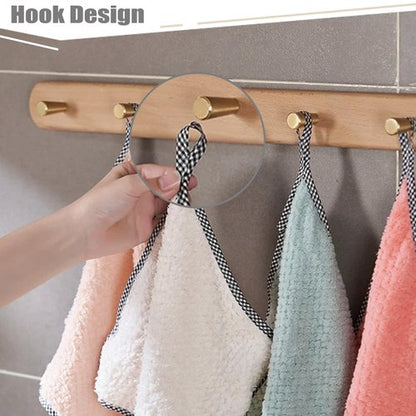 AIWIWH Dish Towels with Hanging Loop, Coral Velvet Microfiber Cleaning Cloths, Super Absorbent & Fast Drying, Reusable Lint Free Dishcloths for Kitchen, Washing Dishes (12, Flesh Pink)