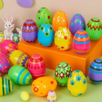JOYIN 3.15Inch Printed Plastic Eggs Colorful, Fillable Empty Eggs Bulks for Easter Hunt Event, Party Favor-30 pcs