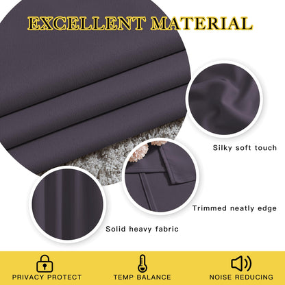NICETOWN Blackout Curtains for Girls Room - Thermal Insulated Solid Grommet Room Darkening Curtains/Panels/Drape for Bedroom (Greyish Purple, 1 Pair, 66 by 90-Inch)