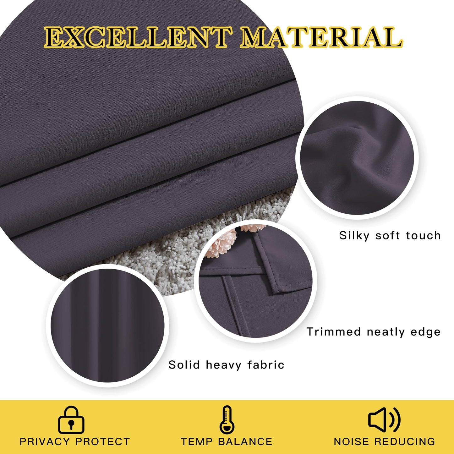 NICETOWN Bedroom Blackout Curtains and Drapes 54" L - Window Treatment Thermal Insulated Solid Grommet Blackout Draperies for Home Office (Greyish Purple, 2 Panels=92" Wide)