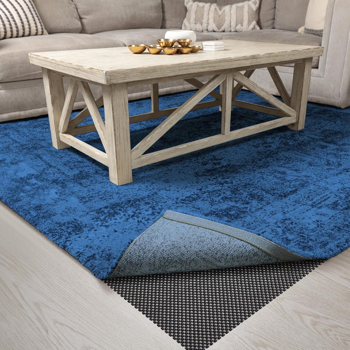 Veken Rug Pad Gripper - Non-Slip 8x10 Ft Mat for Hardwood & Tile Floors | Thick Anti-Skid Design