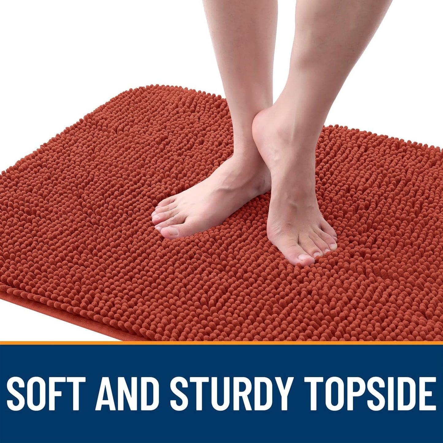 OLANLY Dog Door Mat - Absorbent Non-Slip Chenille Mat for Muddy Paws | 47x20 Inches, Quick Dry Maple Red