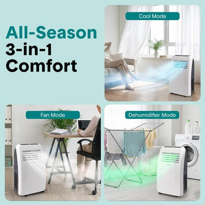 SereneLife 3-in-1 Portable Air Conditioner with Built-in Dehumidifier Function,Fan Mode, Remote Control, Complete Window Mount Exhaust Kit