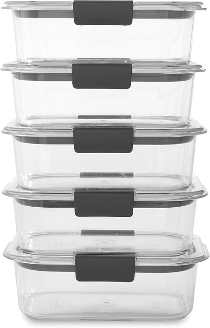 Rubbermaid Brilliance Food Storage Containers - Leak-Proof, Medium 3.2 Cup, 5-Pack, Clear