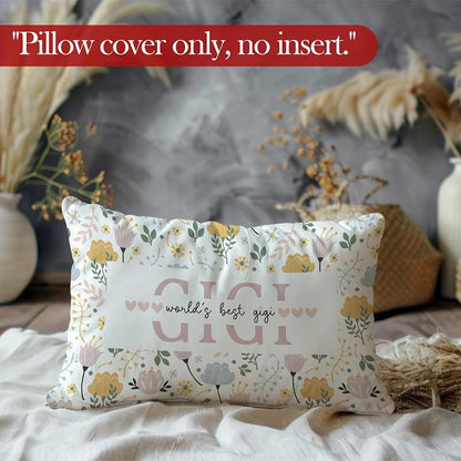 Gigi Gift Pillow Cover – 12x20 Floral Christmas Gift for Grandma, Surname Variation: Gigi