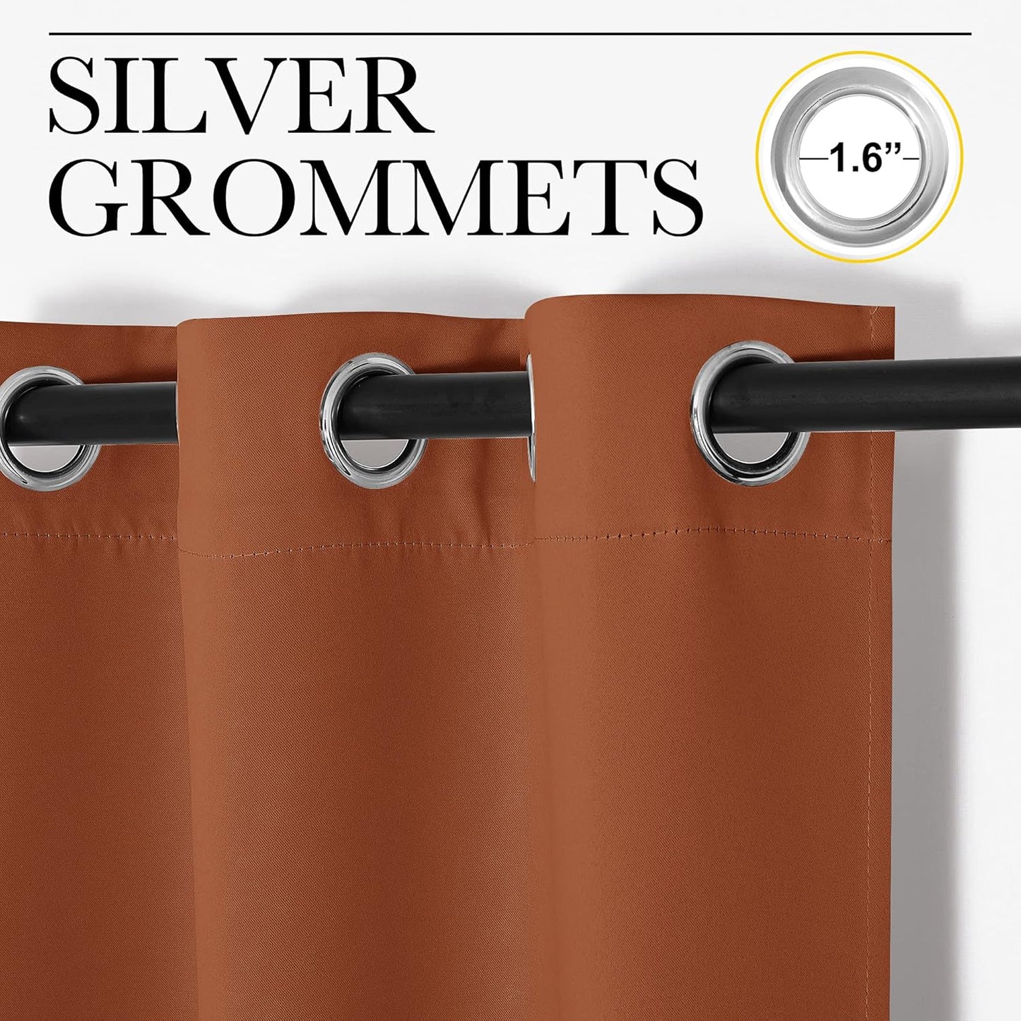 NICETOWN Blackout Curtains - Thermal Insulated Privacy Drapes | Burnt Orange, 42 x 78 Inches, 1 Pair