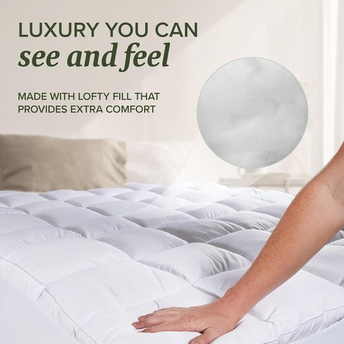 Beckham Hotel Collection King Size Mattress Pad - Extra Padded Quilted Pillow Top Protector