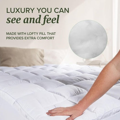 Beckham Hotel Collection King Size Mattress Pad - Extra Padded Quilted Pillow Top Protector