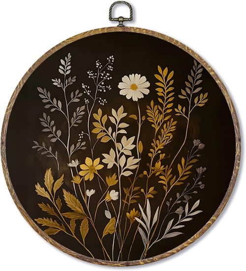 Fewgb Vintage Botanical Wall Art - Rustic Dark Academia Decor with Fall Leaves | 10x10 Framed Canvas