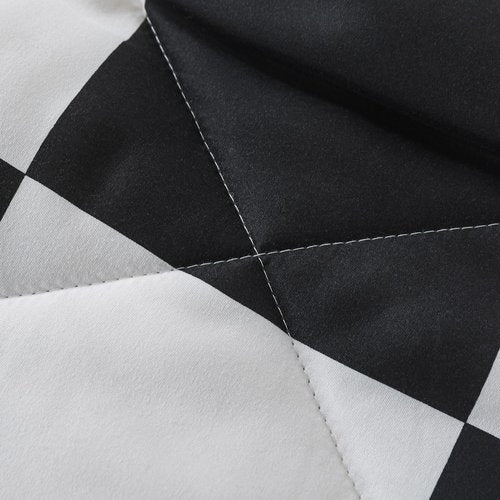 Caressma Black White Plaid Comforter Set King Size, Buffalo Check Plaid Comforter Bedding Set for All Seasons, Farmhouse Soft Microfiber Comforter with Pillowshams