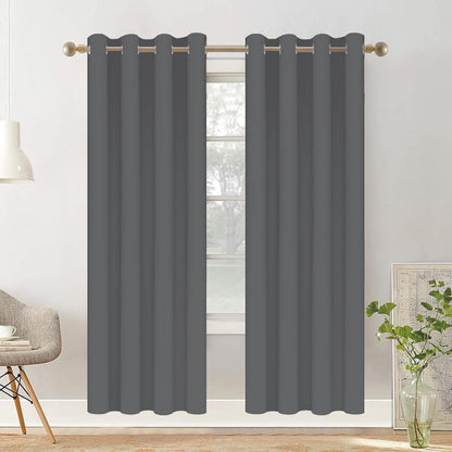 Tititex Solid Dark Grey Blackout Curtains - 84 Inch Long Thermal Insulated Drapes | 2 Panel Set for Bedroom & Living Room