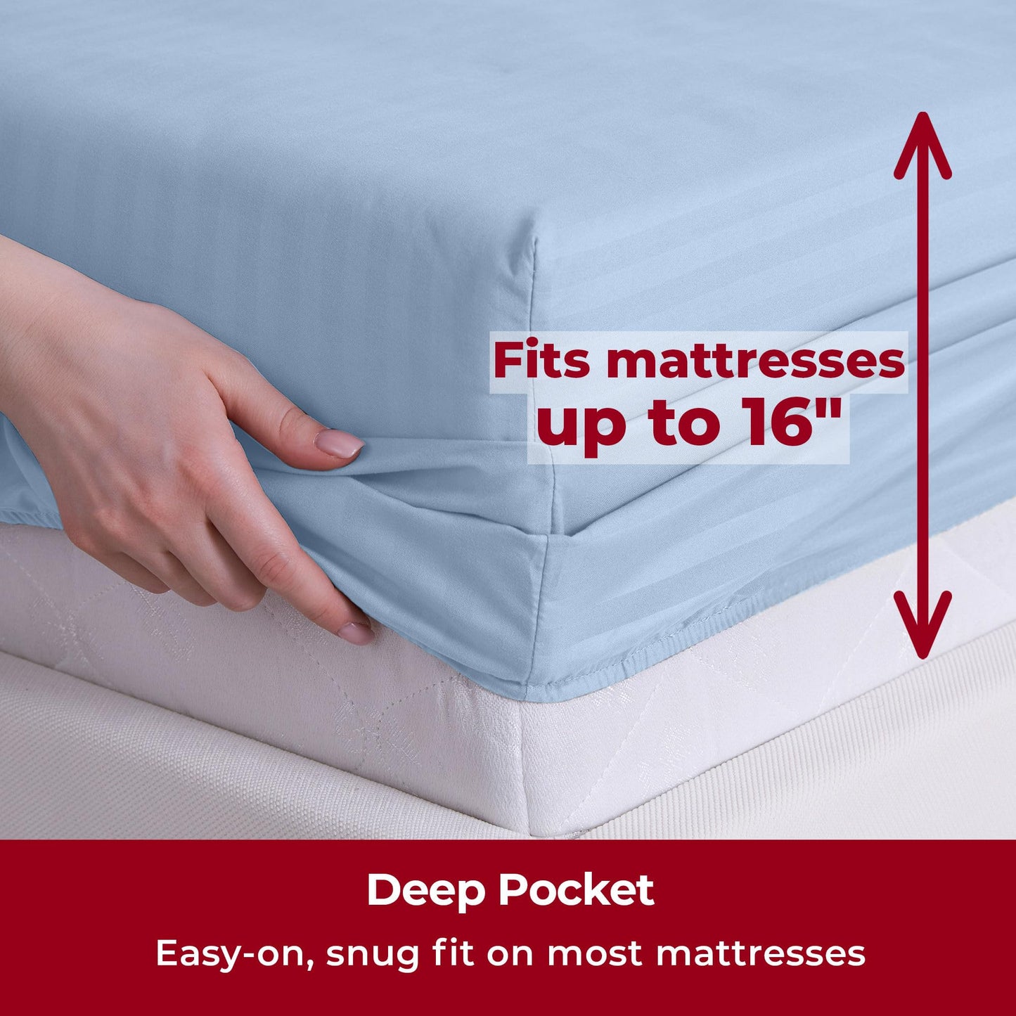 Mellanni California King Sheets Set - 4 PC Iconic Collection Bedding - Hotel Luxury, Extra Soft, Cooling Bed Sheets - Wrinkle, Fade, Stain Resistant (Cal King, Striped Light Blue)