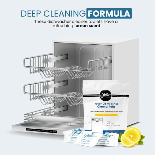 Fuller Dishwasher Cleaner Tabs - Lemon Scent | Eliminates Limescale & Grease - Septic Safe (Pack of 1)
