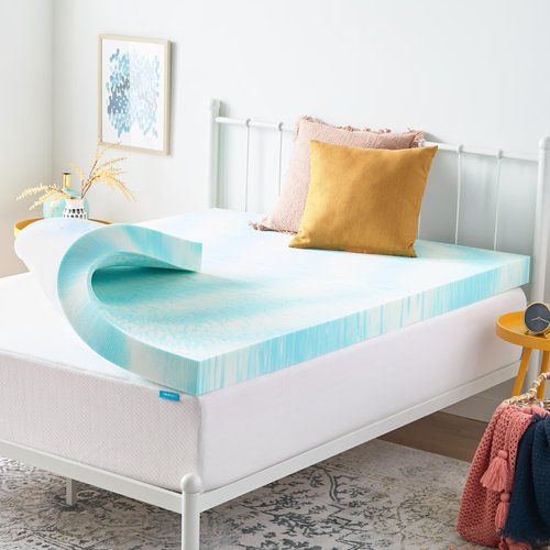 Linenspa 4 Inch Swirl Gel Memory Foam Mattress Topper, Queen Size – Cooling Gel Infused, Ventilation Holes – Pressure Relieving Bed Topper – CertiPUR Certified