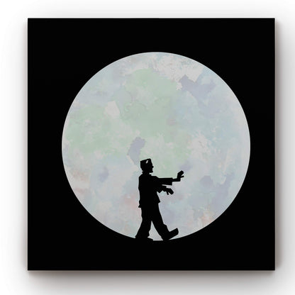 Renditions Gallery Frankenstein Halloween Theme Moon Background Gallery Wrapped Canvas Wall Art, 16x16 (WC07-IHHAL06-R)