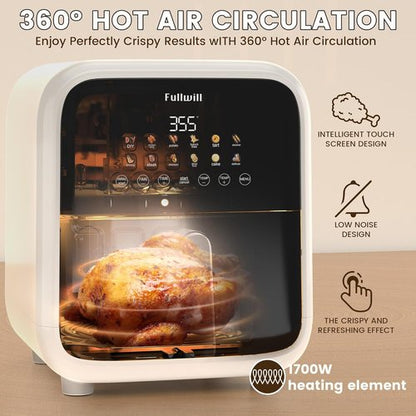 Fullwill Air Fryer - 7.5QT Multi-Function Cooker with Visible Window & Nonstick Basket | 1700W, Creamy White