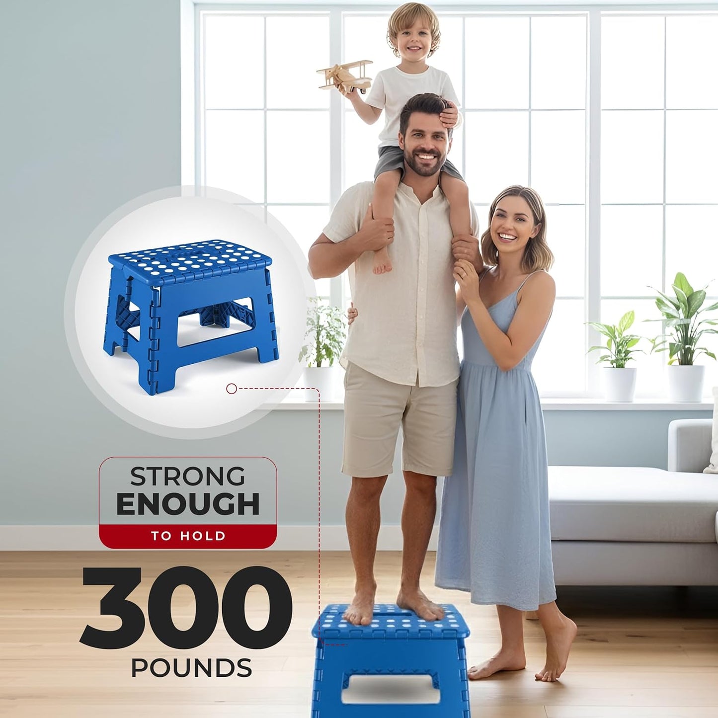 Utopia Home Folding Step Stool - 9-Inch Anti-Slip Collapsible Design - Supports Up to 300 lbs - Blue
